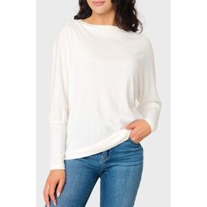 NWT GIBSONLOOK Slouchy Luxe Open Neck Sweater Ivory White Size Small Casual Work